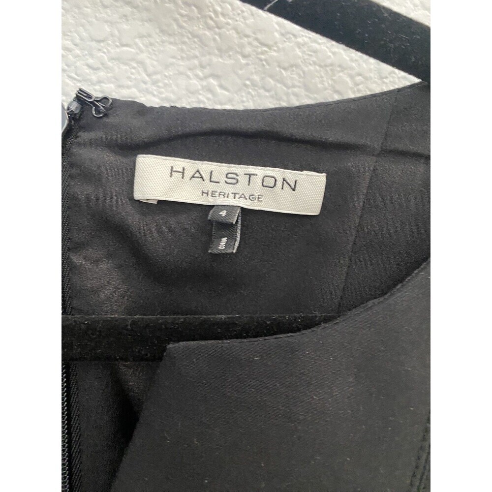 Halston Heritage Maggie Tulip skirt black v-neck skater dress Size 4 - Picture 6 of 13